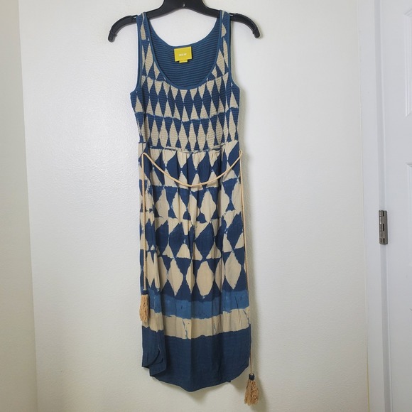 Maeve Anthropologie Women's Blue Sleeveless Batik Style Ikat Print Dress Size 2 - Picture 13 of 15